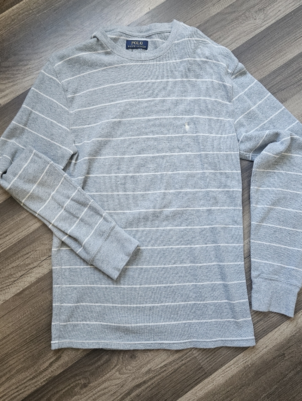 Ralph Lauren Light Blue and White Striped Long Sleeve Shirt